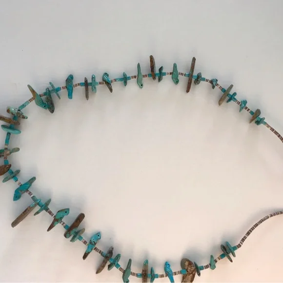 Native American turquoise and heishi necklace with fetish detail